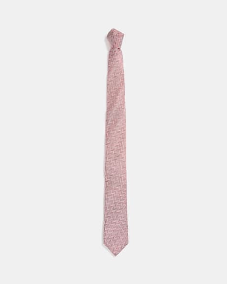 Regular Dark Pink Tie with Herringbone Print