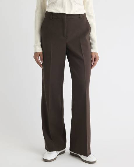 Pantalon en Sergé Épais à Taille Mi-Haute et Jambe Large