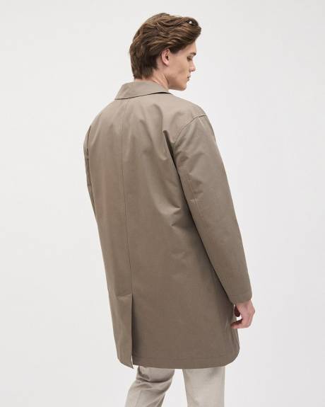 Manteau Mackintosh Classique en Serg&eacute; &agrave; Col Chemisier