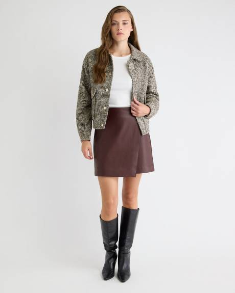 Faux Leather Mini Wrap Skirt