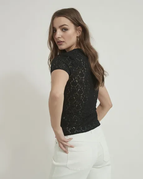 Fitted Lace Crew-Neck T-Shirt