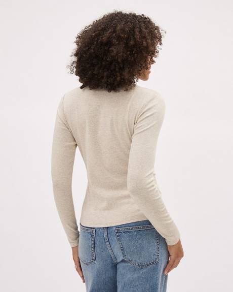 Haut Moulant en Tricot C&ocirc;tel&eacute; &agrave; Manches Longues et Col Montant