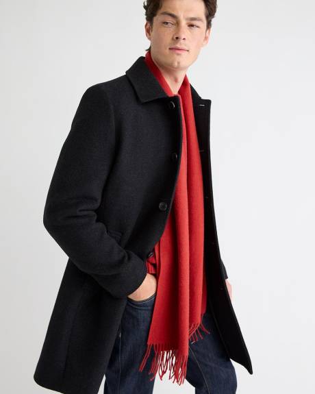 Classic Herringbone Mackintosh Coat with Shirt Collar