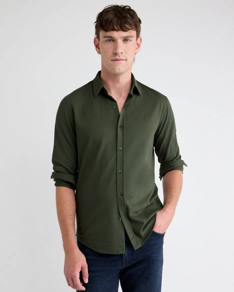 Long-Sleeve Piqué-Knit Shirt