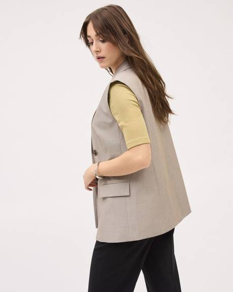 Veste Taupe Longue Sans Manches