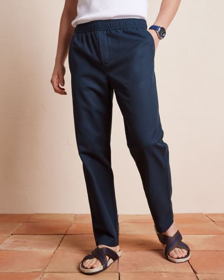 Stretch Pants with Elastic Waistband and Drawstring