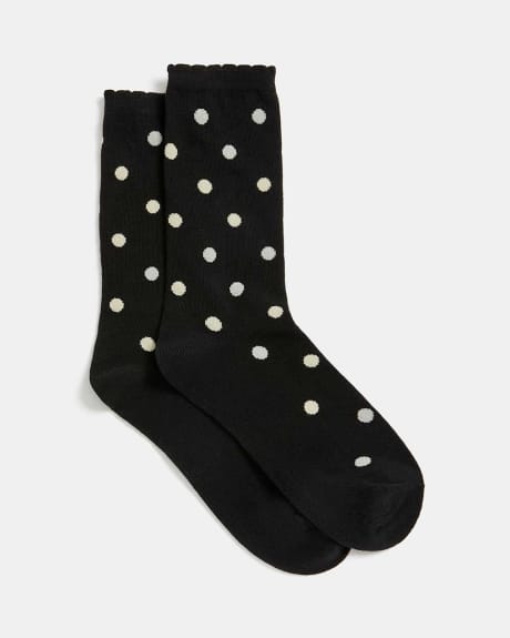 Black Dotted Socks