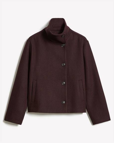 Wool-Blend Funnel-Neck Jacket