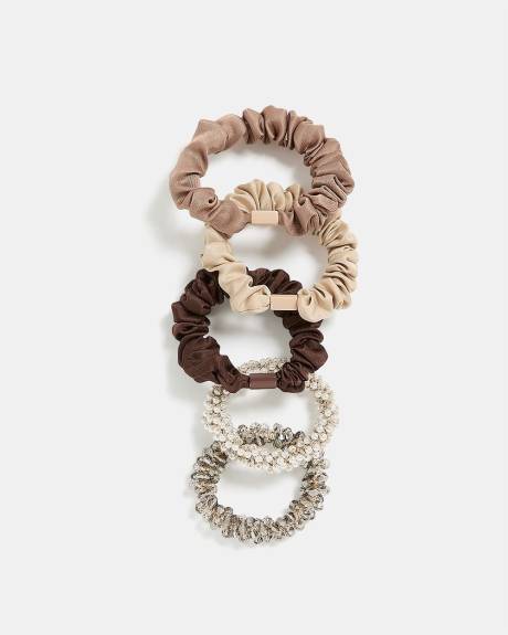 Scrunchies with Pearls and Stones - Set of 5