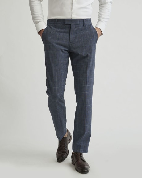 Tailored Fit Blue Checkered Wool Traveler Suit Pant