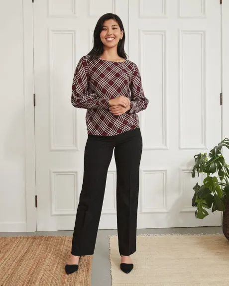 Boat Neck Popover Blouse with Long Puffy Sleeves