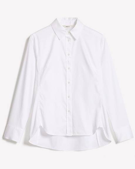 Blouse Boutonnée en Popeline à Manches Longues