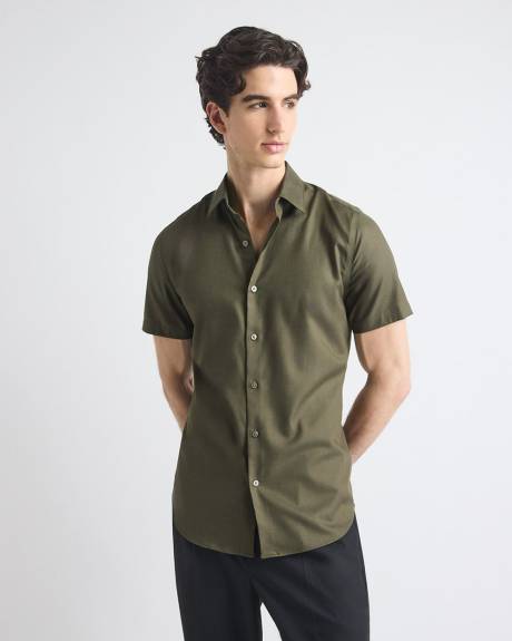 Chemise Habillée Style Tricot à Coupe Étroite à Manches Courtes