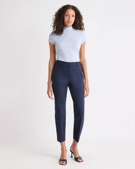 Haut Côtelé à Manches Très Courtes et Col Montant