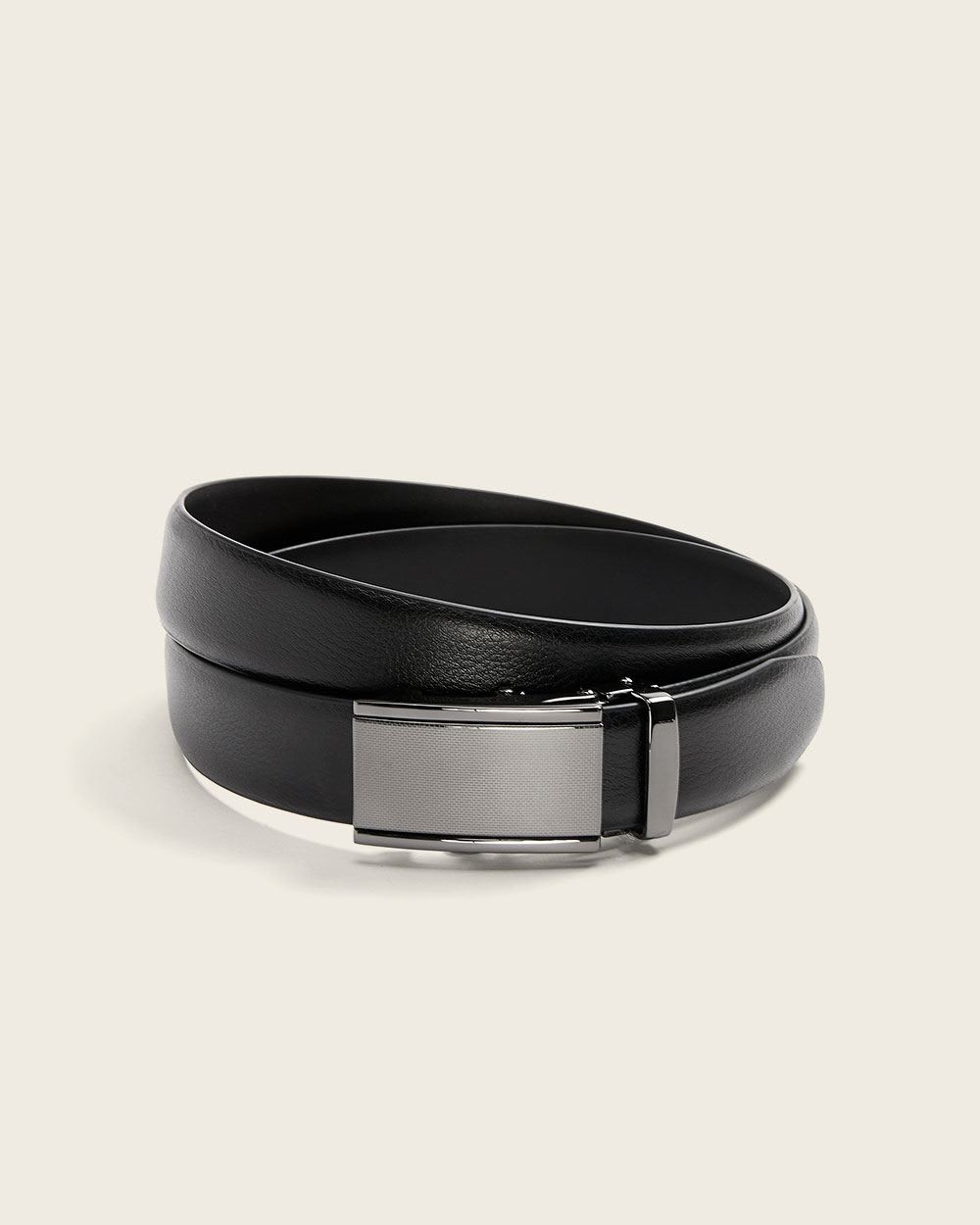 Textured Leather Belt With Automatic Buckle