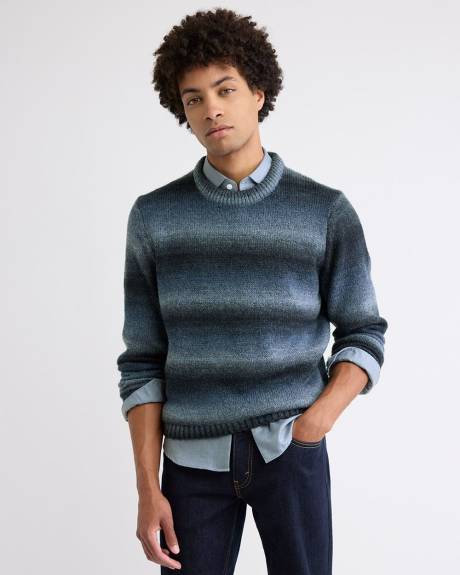 Long-Sleeve Ombre Crew-Neck Sweater