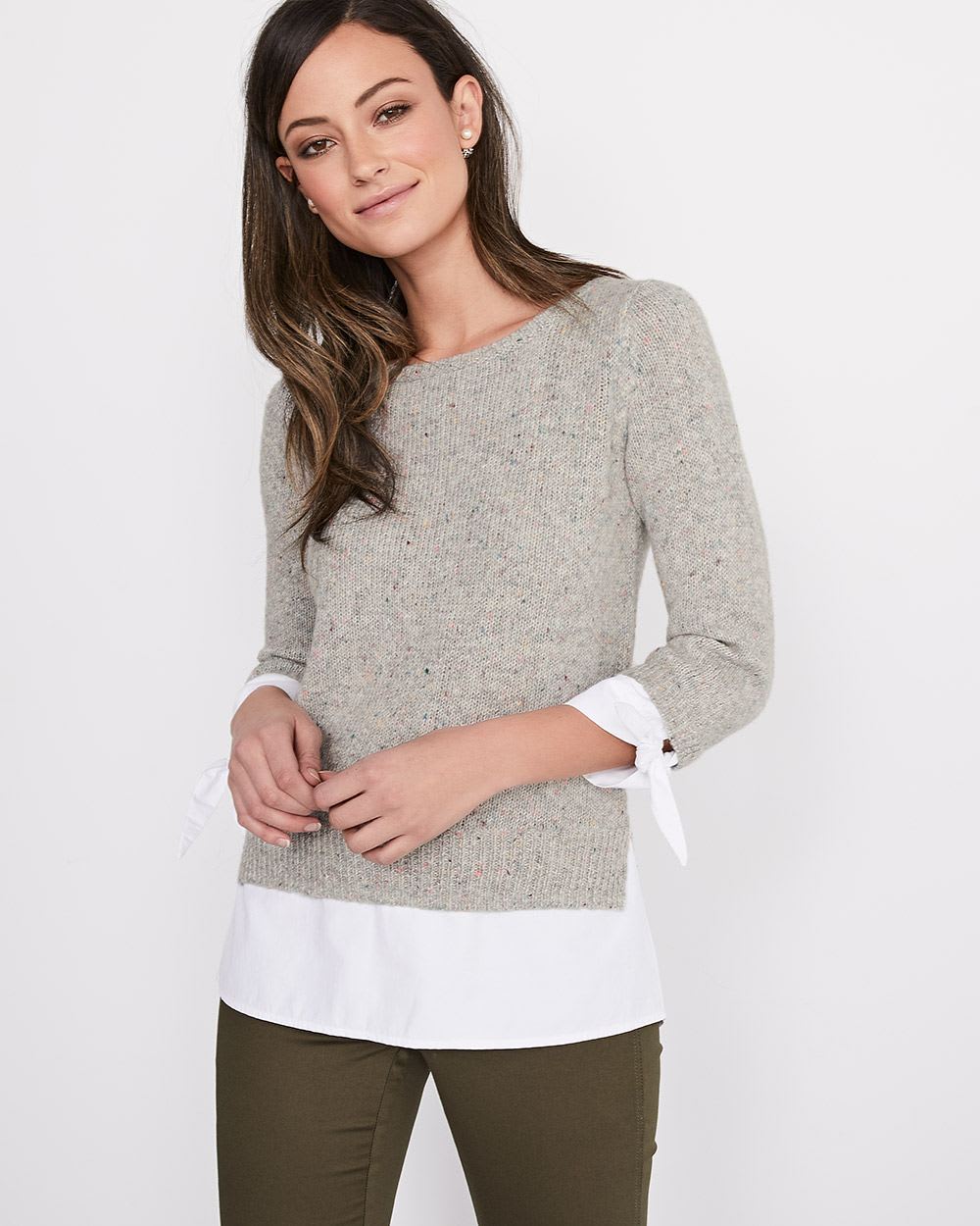 2-in-1 Mixed Media Nep Sweater | RW&CO.