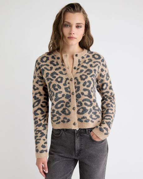 Long-Sleeve Cardigan with Animal Print