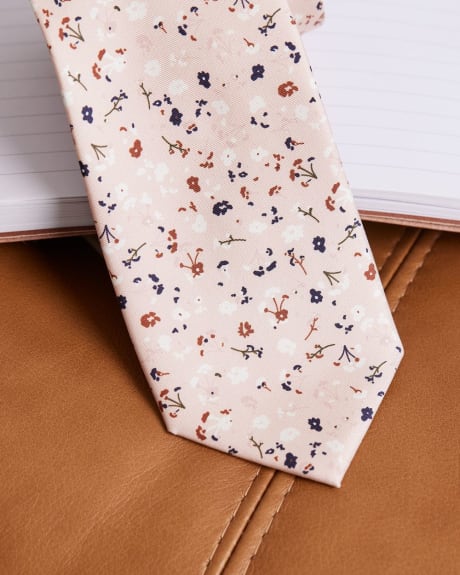 Pink Regular Tie with Floral Pattern
