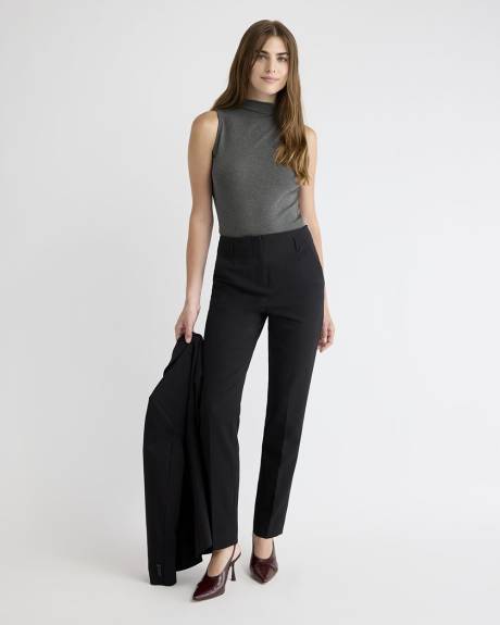 Haut Côtelé Ajusté Sans Manches à Col Montant en Tricot Luxueux