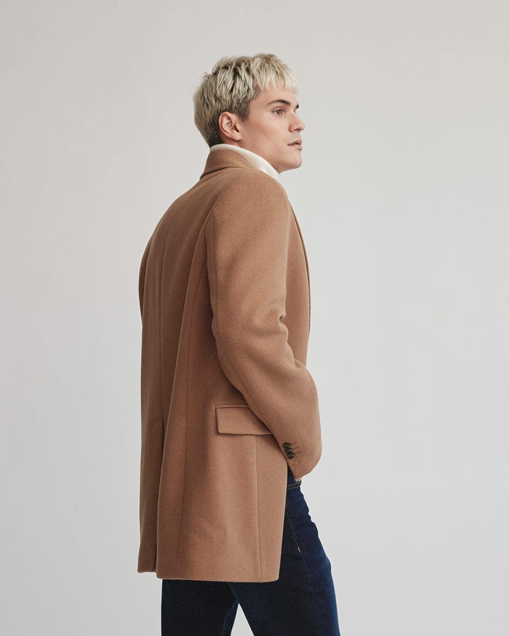 Camel Two Button Wool Jacket with Removable Dickie