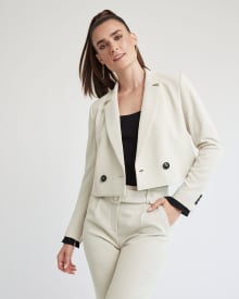 Loose Double-Breasted Crop Blazer