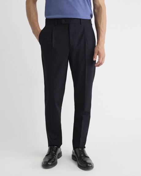 Wool-Blend Tapered-Leg Pleated Dress Pant