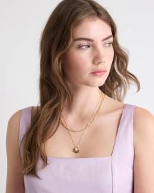 Double-Chain Necklace with Pearl Pendant
