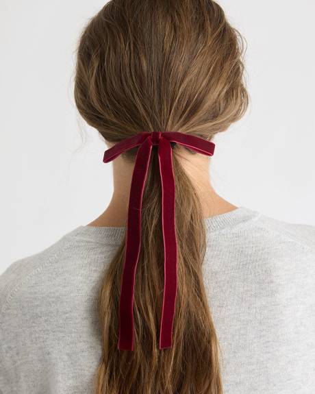 Hair Elastics with Velvet Bow - Set of 2