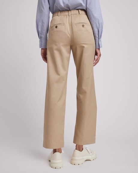 Cotton Twill High-Rise Straight-Leg Chino Pant