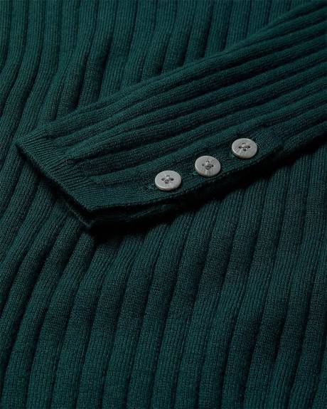 Mock-Neck Sweater with Buttons on Sleeves