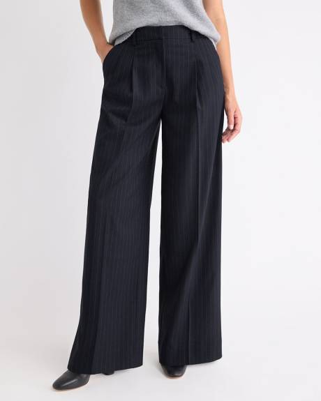 Striped High-Rise Wide-Leg Flannel Pant