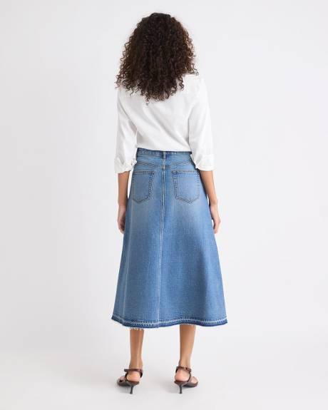 Jupe Midi Évasée en Denim à Délavé Moyen