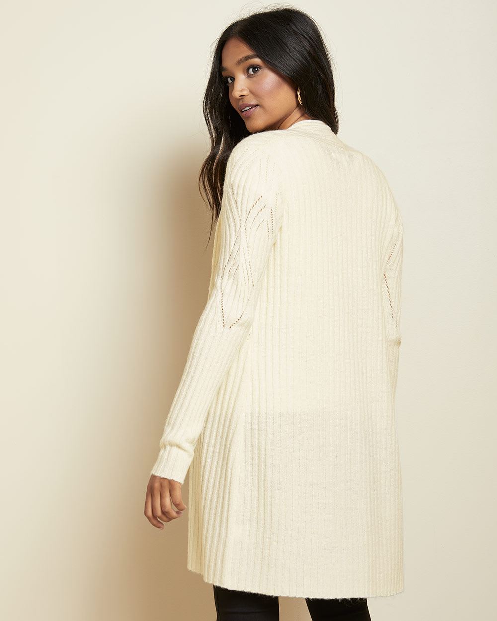 C&G Spongy knit Open-front cardigan with pointelle | RW&CO.