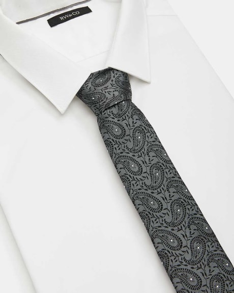 Regular Grey Tie with Paisley Pattern