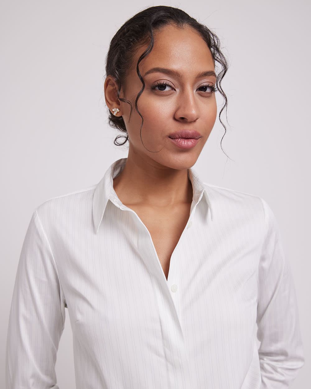 LongSleeve ButtonedDown Striped Poplin Blouse RW&CO.