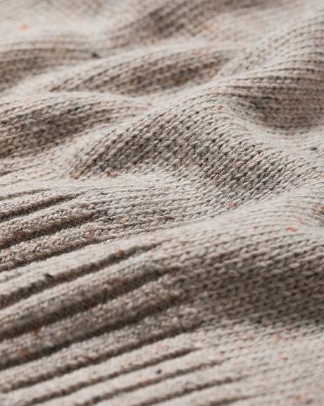 Pull Moucheté à Col Rond et Manches Longues