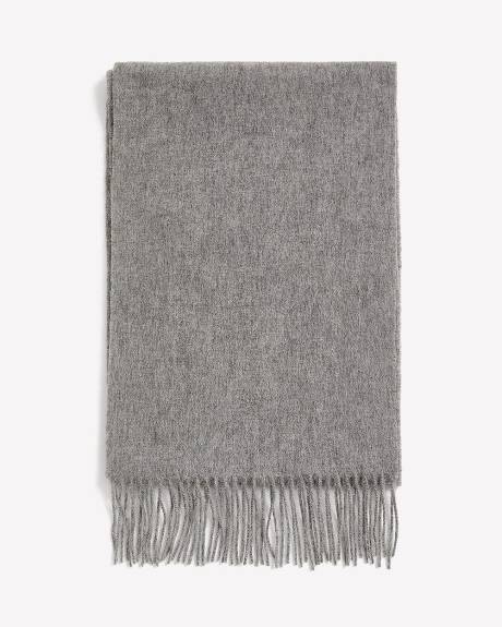 Solid Wool Scarf with Fringes