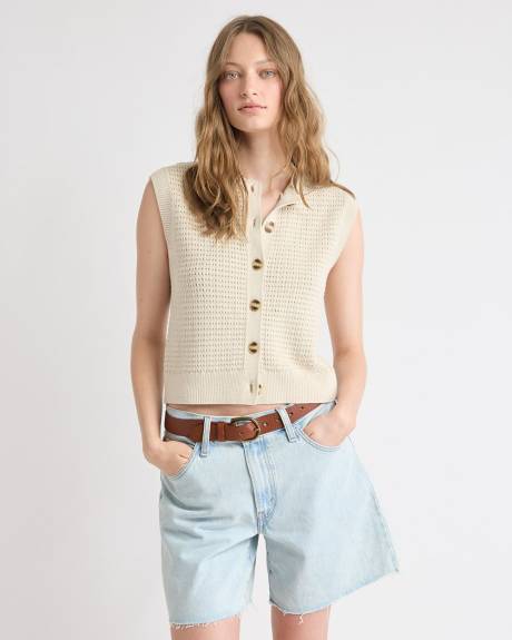 Veste Courte en Mailles Pointelle