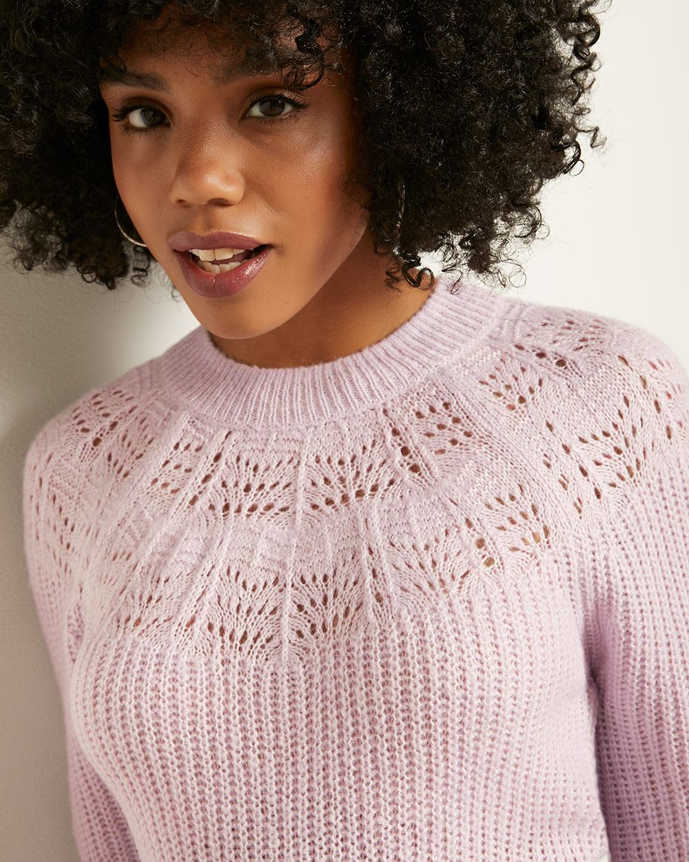 Hairy Knit Pointelle Sweater | RW&CO.
