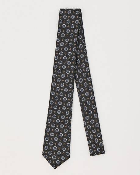 Black Skinny Tie with Geometric Pattern