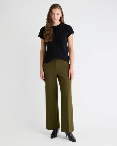 Pantalon en Sergé Épais à Taille Mi-Haute et Jambe Large