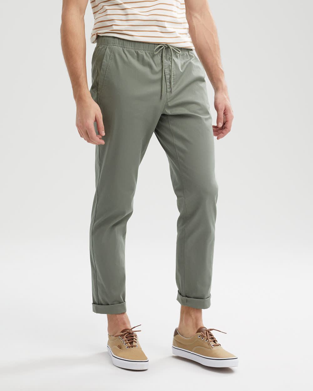 Casual Pant with Elastic Waistband and Drawstring - 32