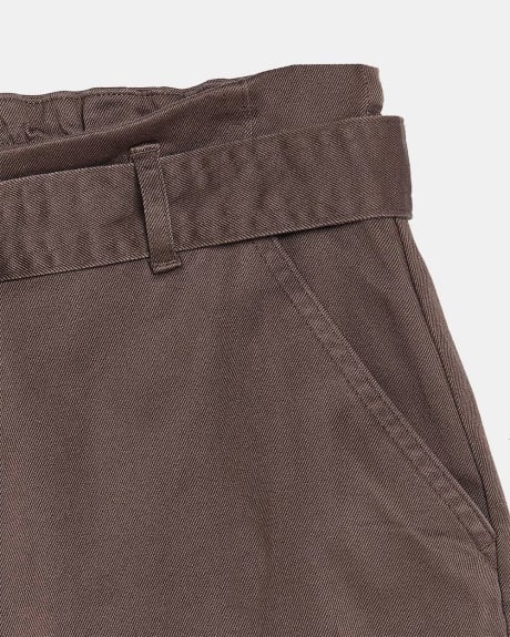 Pantalon Fuselé à Taille Haute Froncée Longueur Cheville