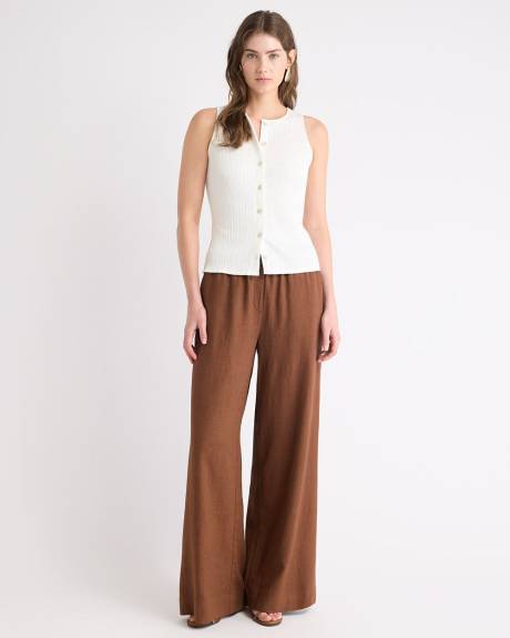 Haut C&ocirc;tel&eacute; Boutonn&eacute; Sans Manches &agrave; Col Rond