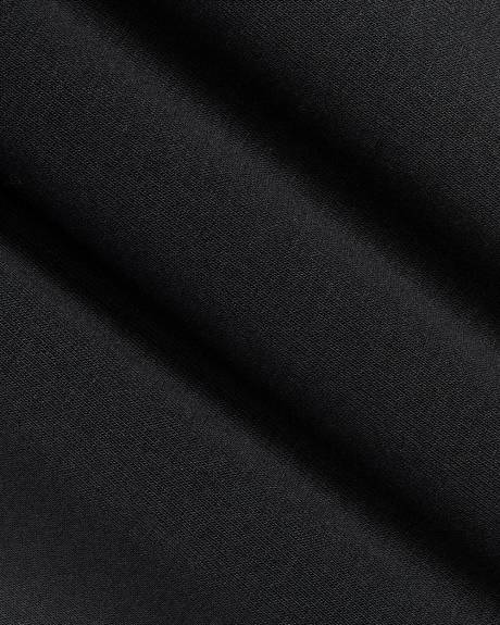 Elbow-Sleeve Mock-Neck Fitted Ribbed Tee