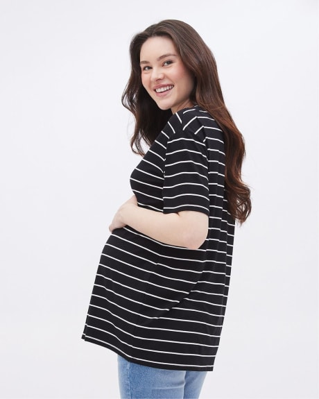 Striped Relaxed-Fit Short-Sleeve Tee - Thyme Maternity