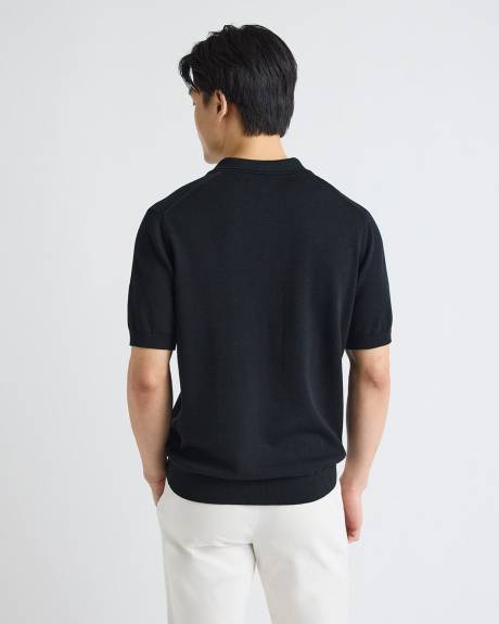 Polo à Manches Courtes en Coton avec Col Johnny