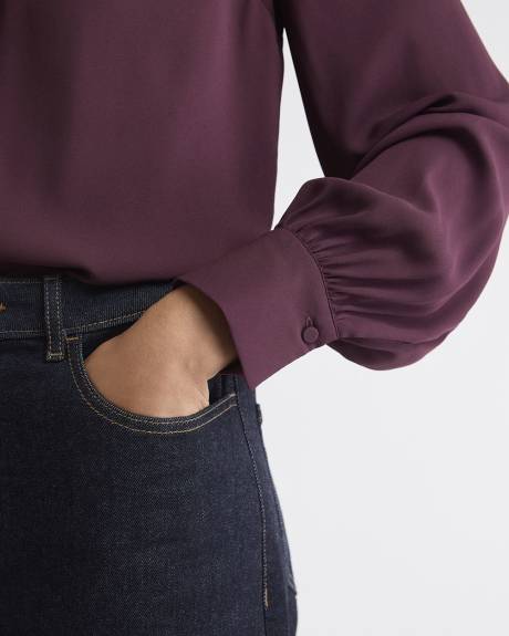 Blouse Boutonnée en Crêpe Soyeux à Manches Longues