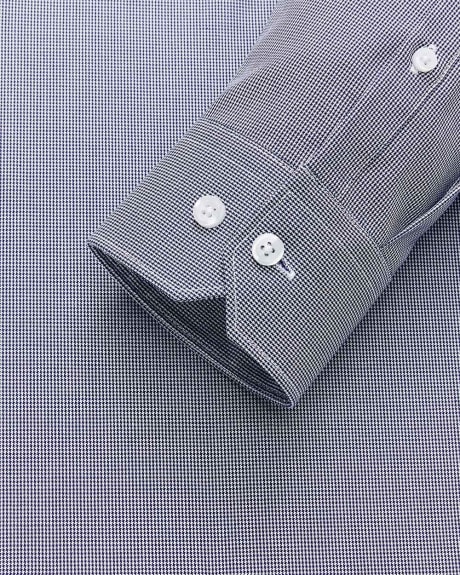 Chemise Habillée à Coupe Ajustée avec Micro Imprimé Pied de Poule